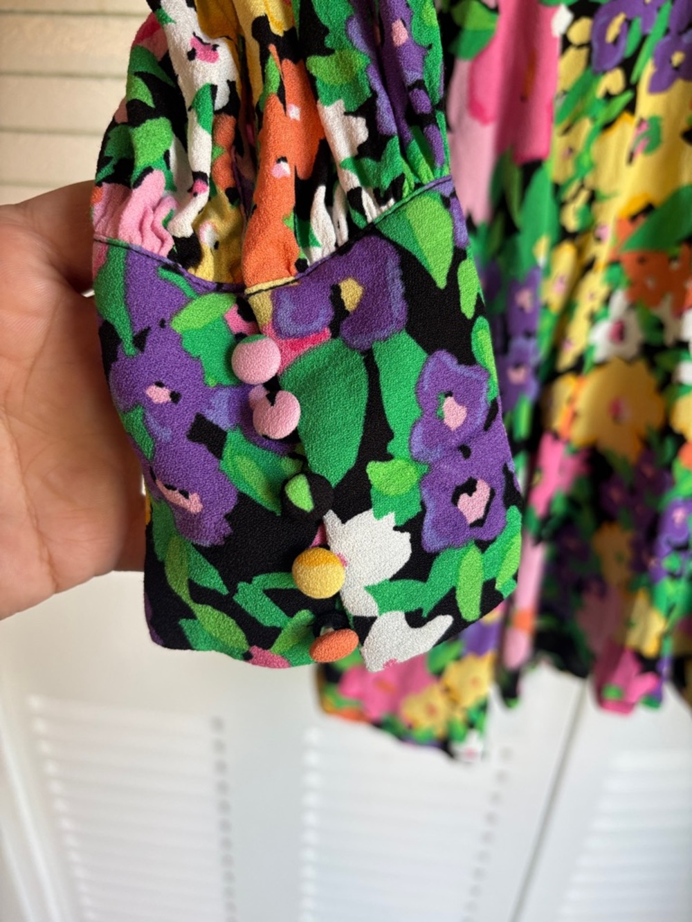 AFRM Floral Cut-Out Mini Dress Open Back Long Sleeve Size S Spring Summer - Picture 5 of 13